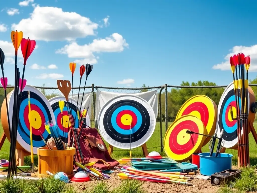 A scenic outdoor archery range with targets set up, ready for archers to practice and hone their skills in a natural setting.